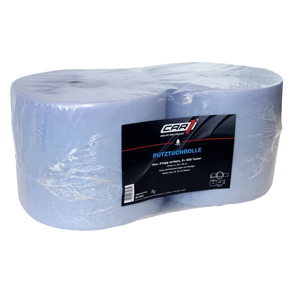 Bild von Putzpapierrolle 22x38cm 2-lag. - (2 St.), blau, 500 Blatt, CAR1 (VPE=1 Stück)